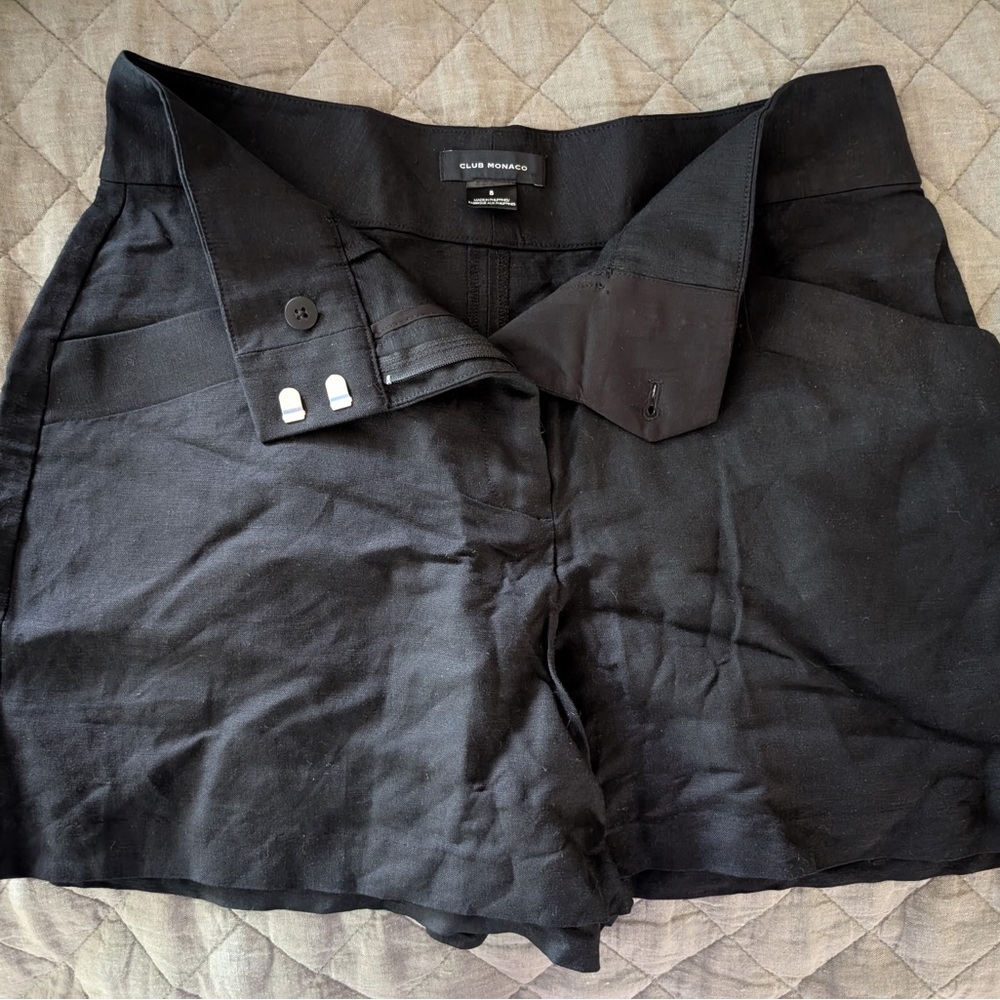 Club Monaco Linen Blend Black Shorts